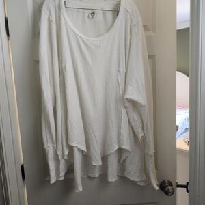 We The Free Cream Ribbed Long Sleeve Top